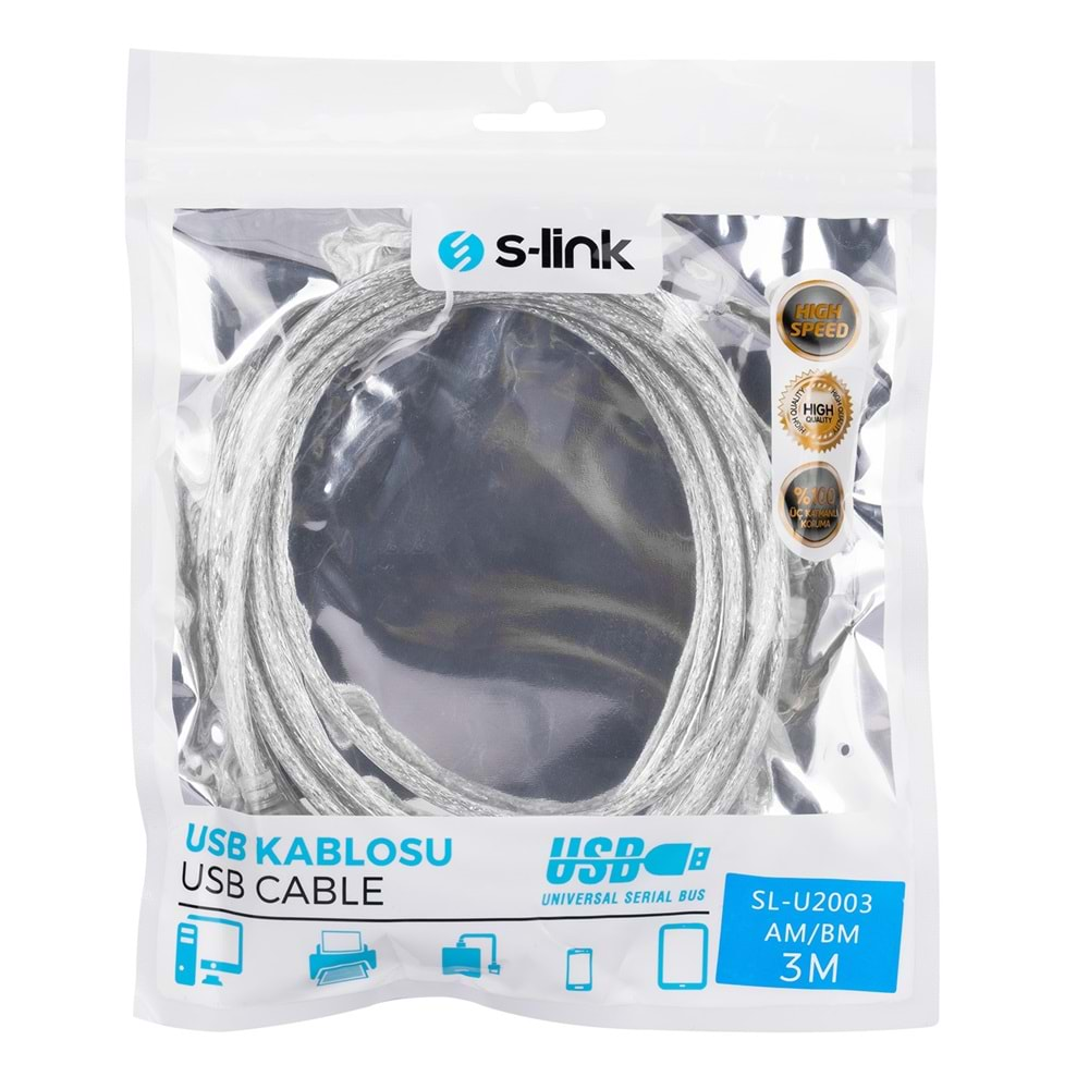 SL-U2003 Slink 3M Usb Şeffaf Kablo