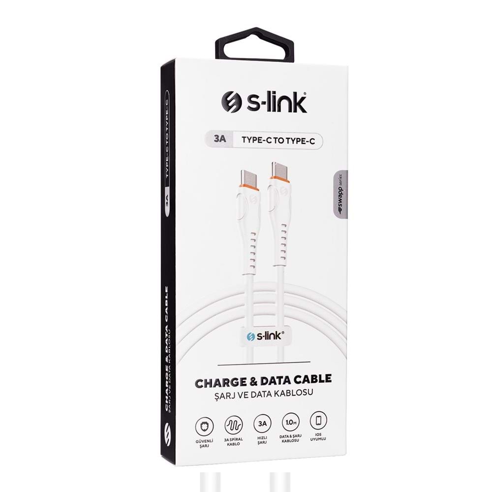 SW-C130 Slink 1M 60W Type-C To Type-C Hızlı Data+Şarj Kablosu