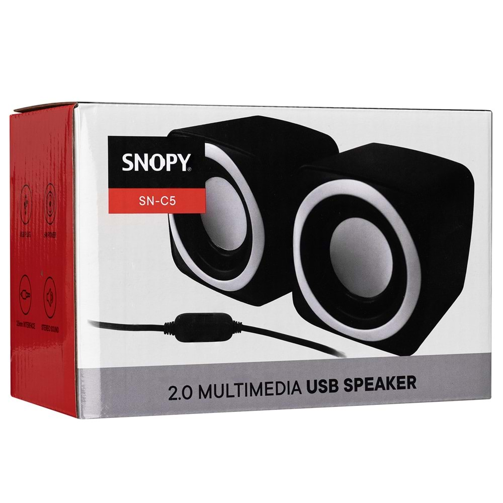 SN-C5 Snopy 2.0 Multimedia Usb 5V 3W*2 Siyah Speaker Hoparlör