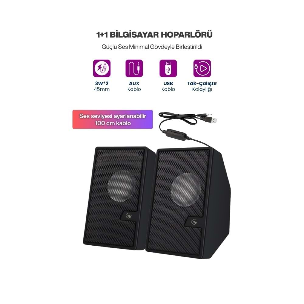 SR-PN784 Sprange 3W*2 USB 2.0+3.5mm 5V Hoparlör