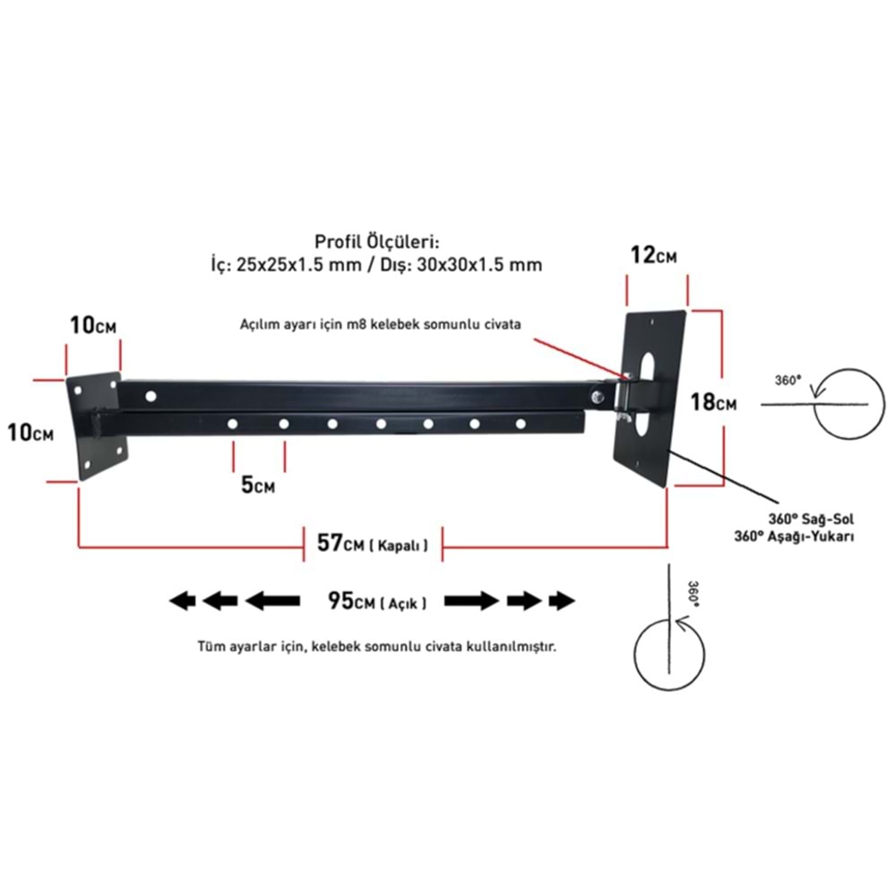 TRK-165 TRK Çok Amaçlı Kademeli Uzatma Ayağı ( 57-100Cm )