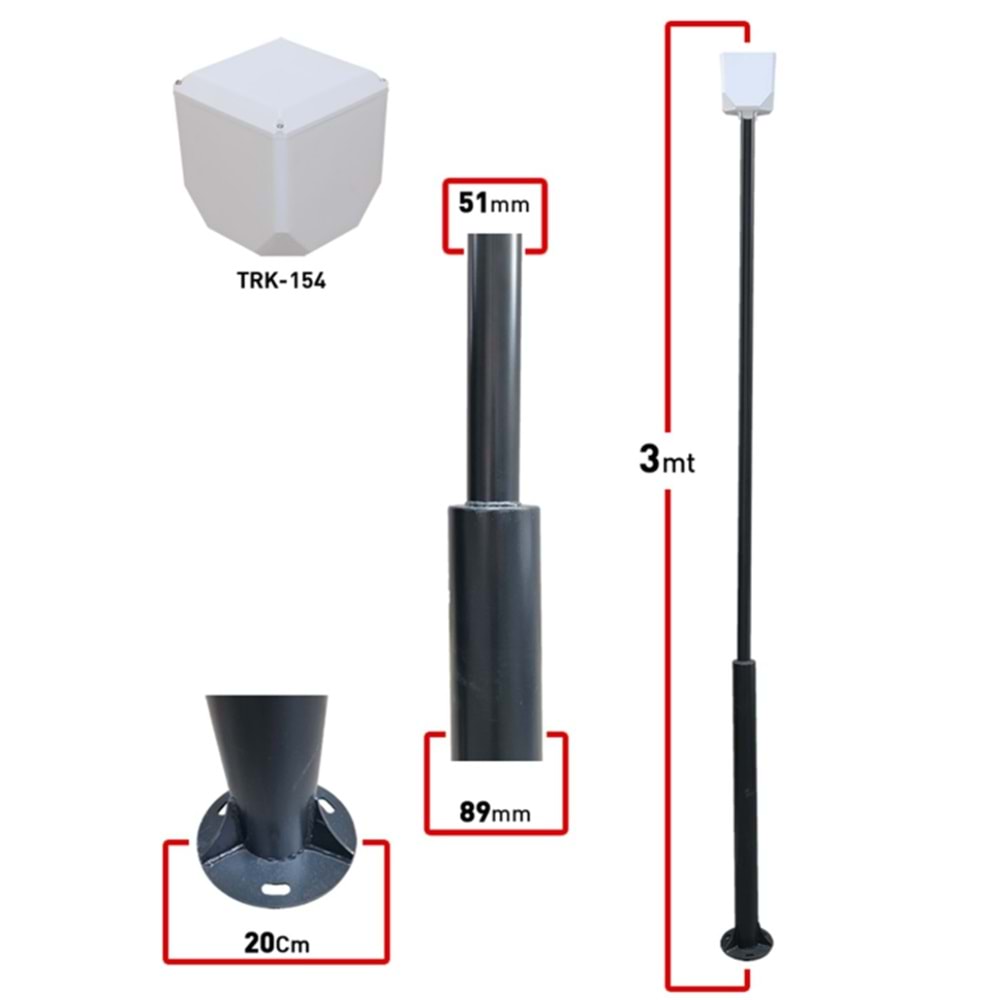 TRK-300-X+154 TRK 3Metre Metal Kamera Direği 89x51x2MM (TRK-154 DHL)