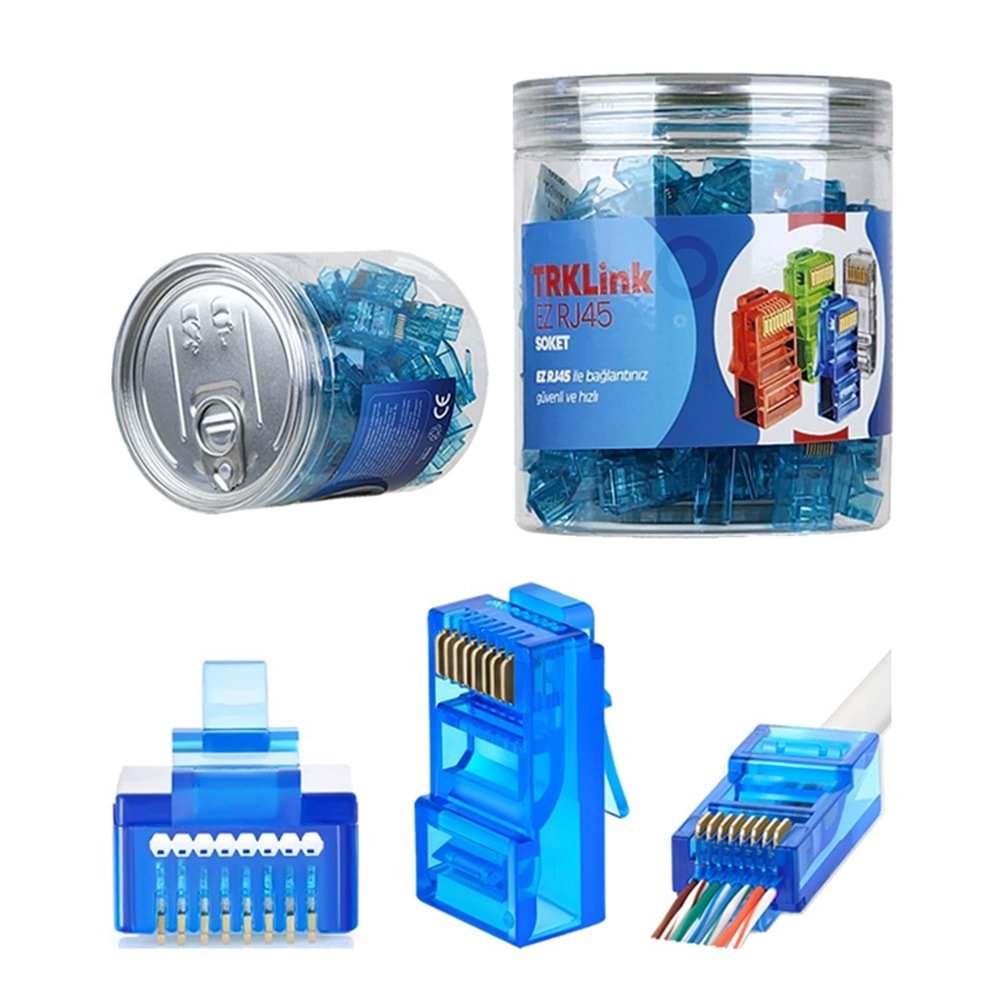 TRK-EZ-RJ45-M TRK Cat6 EZ-RJ45 Yeni Nesil Mavi Konnektör