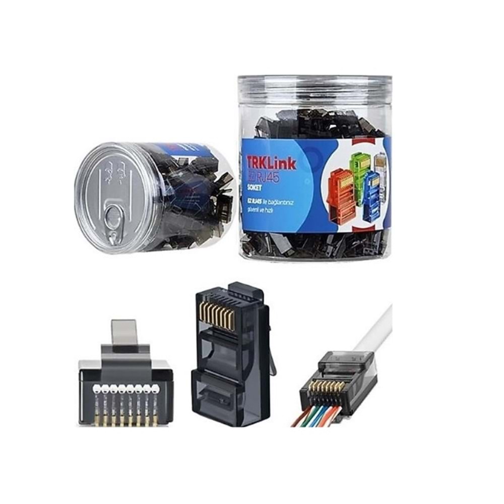 TRK-EZ-RJ45-S TRK Cat6 EZ-RJ45 Yeni Nesil Siyah Konnektör