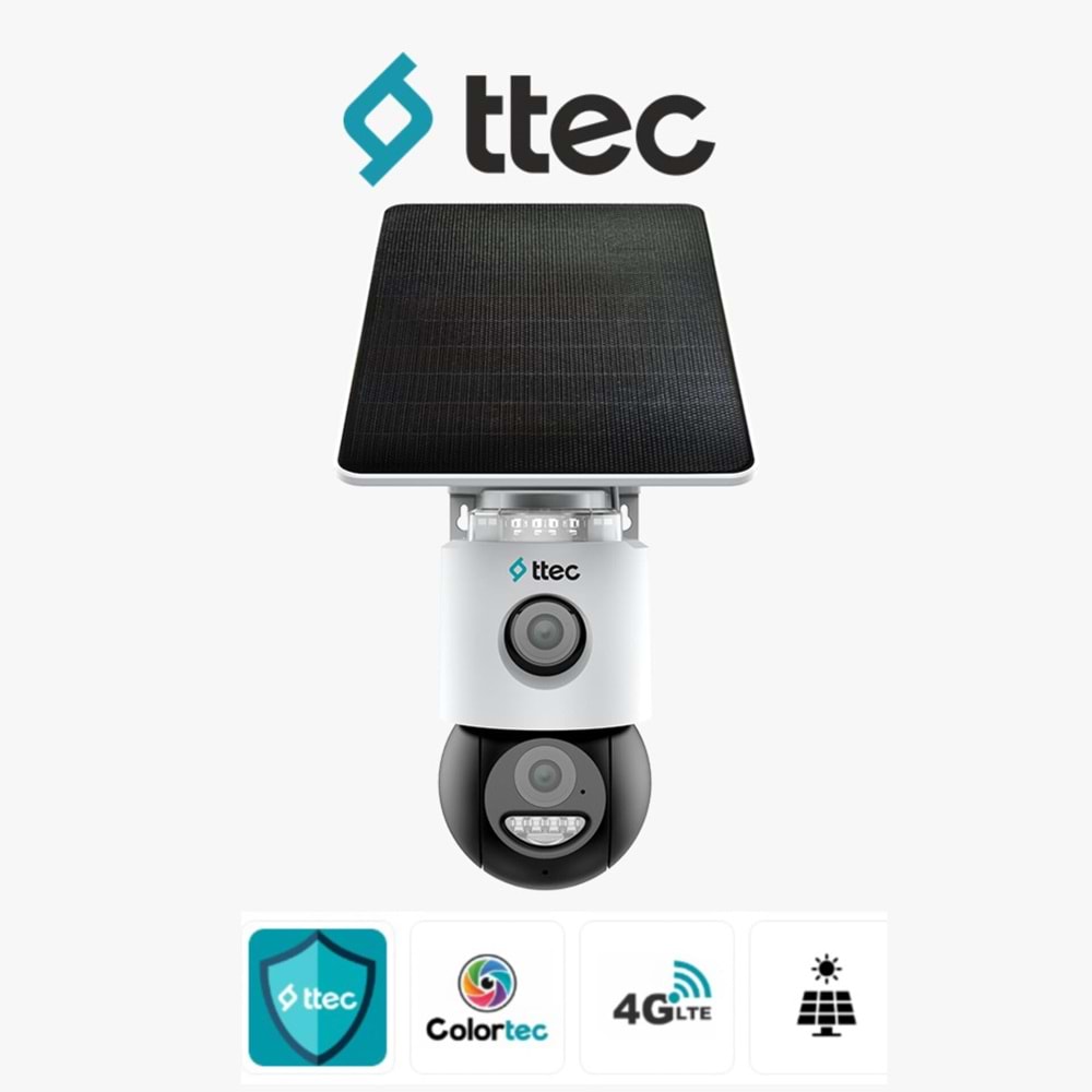 SLR-3320S-MH-SL-4G Ttec 3Mp+3Mp 4mm Sabit Lensli IP 4G Solar Kamera