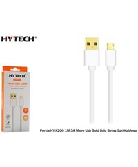 HY-X200 Hytech 1M 3A Micro Usb Gold Uçlu Beyaz Şarj Kablosu