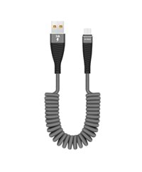 HY-X270 Hytech 1.8M 3A Micro Usb Spiral Kılıflı Gri Data+Şarj Kablosu