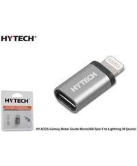 HY-XO25 Hytech Gümüş Micro Usb 5pin F To Lightnig Metal Gövdeli Çeviri