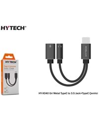 HY-XO40 Hytech Gri Metal Type C To 3.5 Jack+Type C Çevirici
