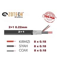 Zotech ZT-2+1 0.22mm-100 100Mt Cca Cctv Kamera Kablosu