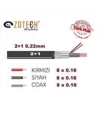 Zotech ZT-2+1 0.22mm-250 250Mt Cca Cctv Kamera Kablosu