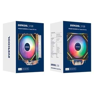 CS-120 Evercool FROZEN Rainbow 12Cm Fan 4Pin Pwm LGA1851/1700/AM5 Uyum