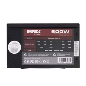 EPS-600A Everest Real 600W 12Cm Fan 4*Sata Pfc Oyuncu Power Supply