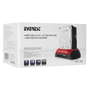 HDC-385 Everest Harici Usb 2.0 2.5-3.5 Ide+Sata Hdd+ Kart Okuyucu