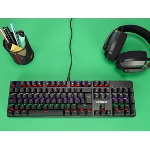 KB-MK1 Everest Lumos USB Rainbow Aydınlatmalı Mekanik Oyuncu Klavye