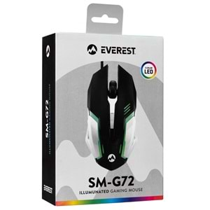 SM-G72 Everest Usb Siyah/Gümüş Işıklandırmalı Oyuncu Mouse