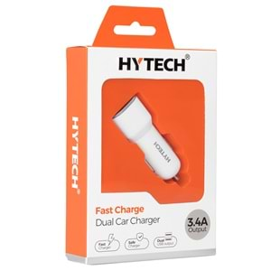 HY-X40 Hytech 3.4A Hızlı Şarj 2 Usb Beyaz Araç Şarj Cihazı