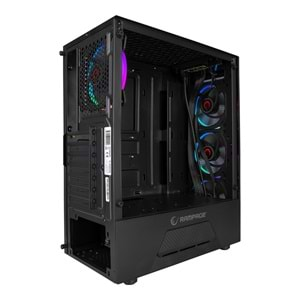 RM-FUSION Rampage 4xRainbow Fanlı Siyah Tempered Camlı Gaming Kasa