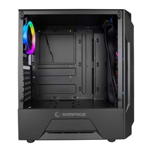 RM-FUSION Rampage 4xRainbow Fanlı Siyah Tempered Camlı Gaming Kasa