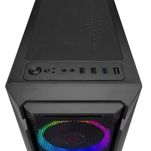 RM-FUSION Rampage 4xRainbow Fanlı Siyah Tempered Camlı Gaming Kasa