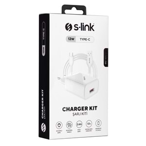 SL-EC40T Slink 5V 2400MA Type-C Kablolu Beyaz Ev Şarj Adaptörü