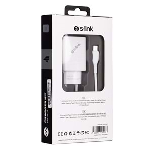 SL-EC40T Slink 5V 2400MA Type-C Kablolu Beyaz Ev Şarj Adaptörü