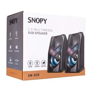 SN-X25 Snopy 2.0 Multimedia Rgb Işıklı 3W*2 Siyah Usb Speaker