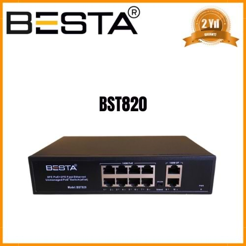 BST-820 BESTA 8+2 Port 10/100 POE Switch-Power Over Ethernet