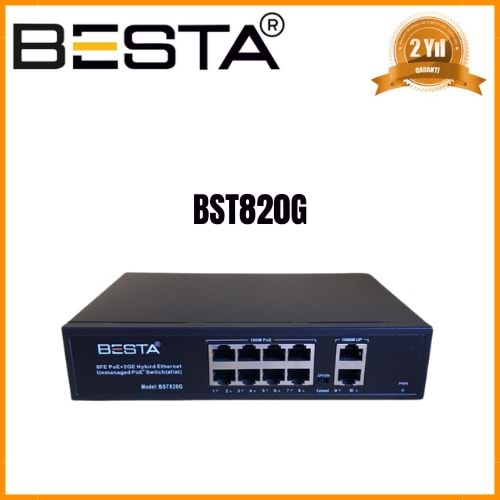 BST-820G BESTA 8 Port 10/100 POE + 2 Port 1000 UPLink Switch