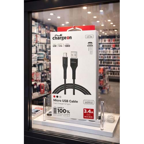 CH-50 Chargeon 3.4A Mikro Fast Şarj Kablosu