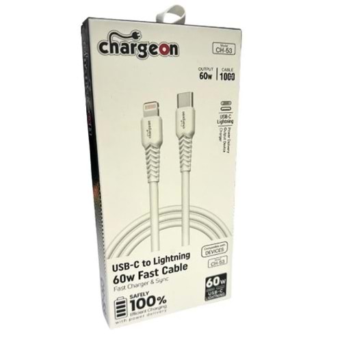 CH-53 Chargeon 60W USB C to Lightning Fast Şarj Kablosu
