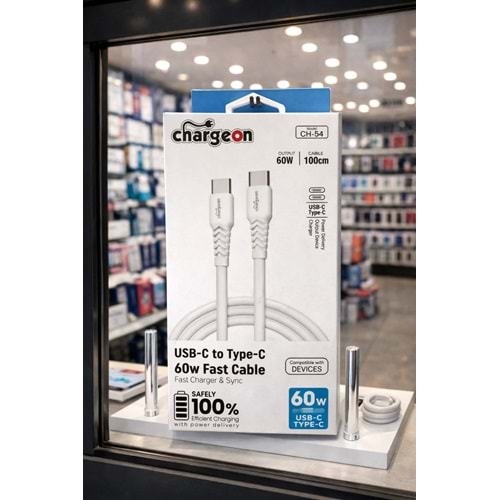 CH-54 Chargeon 60W USB C to Type C Fast Şarj Kablosu