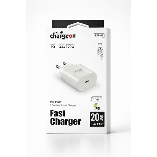 ESP-42 Chargeon 3.4A 20W EV Tipi Şarj Kafa PD Girişli