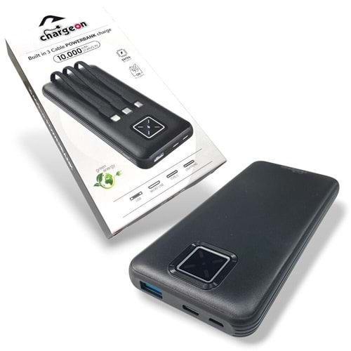 PW-02 10000 MAH Chargeon Siyah & Beyaz Built 3in1 Powerbank