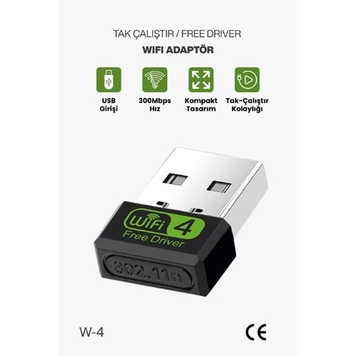 W-4 Concord Free Driver Mini Wİ-Fİ Adaptör - AKT00372