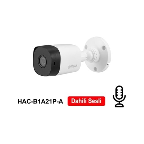 Dahua DH-HAC-B1A21P-A SESLİ 2MP 3.6mm 30m IR 4ın1 Bullet Kamera