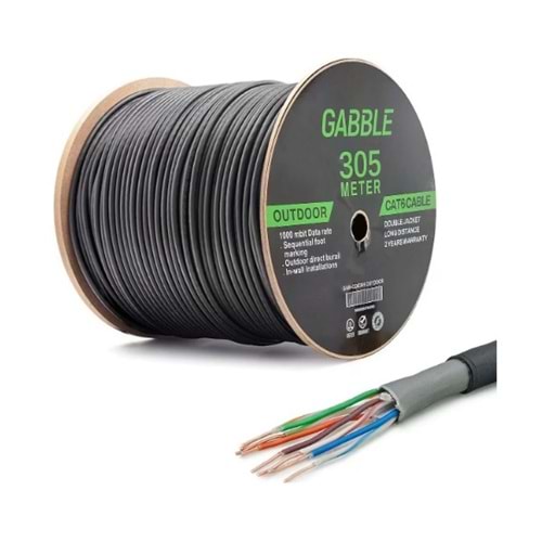 GAB-CDS305 Gabble 23awg 0.50mm305MT UTP DIŞ Ortam Siyah Cat6 Kablo