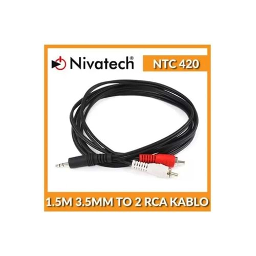 NTC-420 Nivatech 3,5mm DC TO 2Rca Kablo 1.5Mt