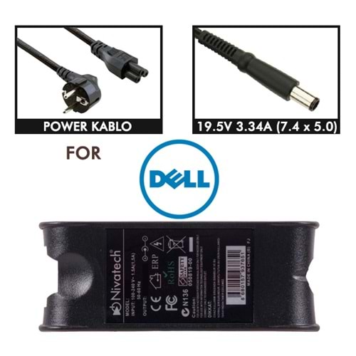 NTC-BC901 19.5V - 3.34A (7.4*5.0) Nivatech Notebook Adaptörü