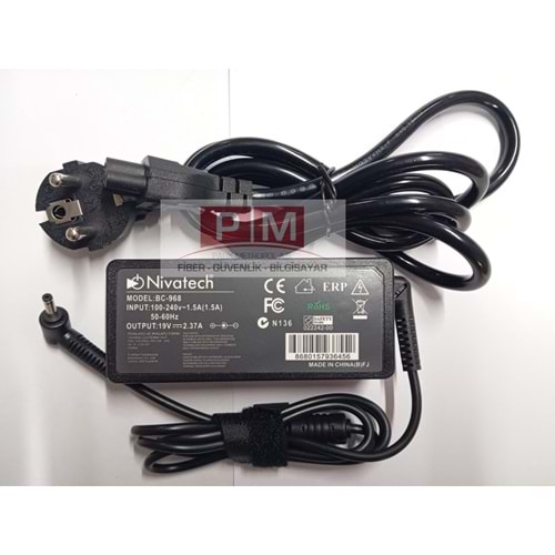 NTC-BC968 19V - 2.37A (4.0*1.35) Nivatech Notebook Adaptörü