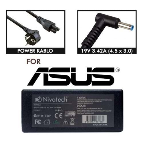 NTC-BC969 20V 6.5A (4.5*3.0) Nivatech Notebook Adaptörü