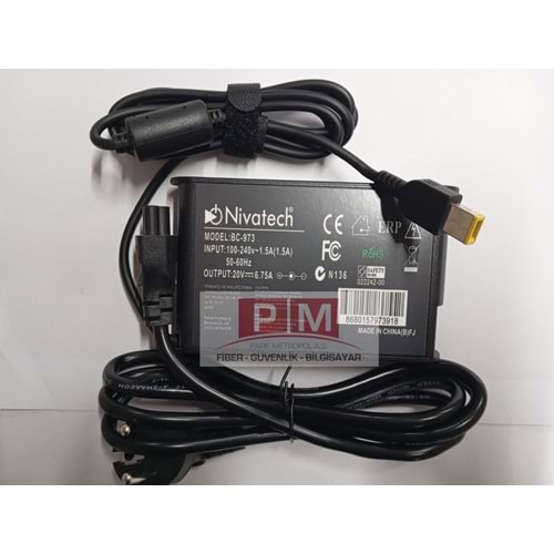 NTC-BC973 NİVATECH 20V - 6.75A ( USB ) NOTEBOOK ADAPTÖRÜ