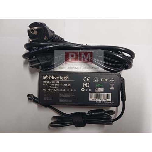 NTC-BC992 19V - 4.74A (5.5*2.5) Nivatech Notebook Adaptörü