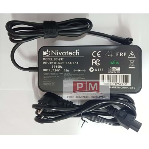 NTC-BC997 20V - 10A (6.0*3.7) Nivatech Notebook Adaptörü
