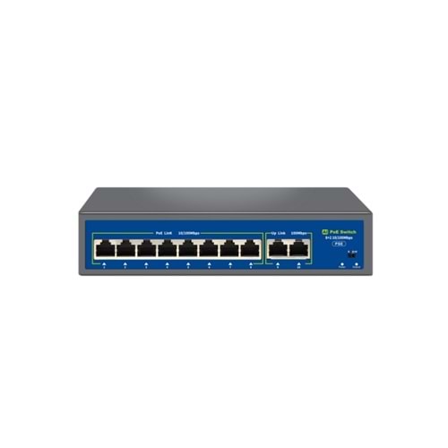NVC-HIF0820FBL-C 8Port PoE + 2Port Uplink 10/100Mb Poe Switch