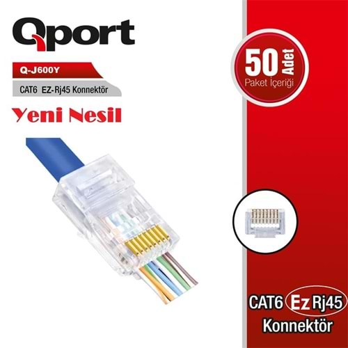 Q-J600Y Q port Cat6 50 LİK Paket EZ-RJ45 Yeni Nesil Konnektör