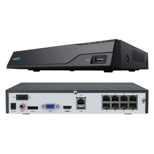 PN-8 Reolink NVS8-410 8 Kanal 8xPOE NVR 2TB HDD Dahil