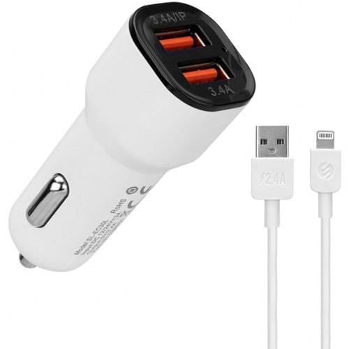 SL-EC30L Slink 5V 3.4A Type-C Kablolu 2 USB Araç Şarj Cihazı