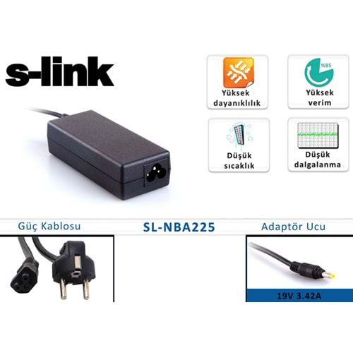 SL-NBA225 19V-3.42A (1.7*4.0) Slink Notebook Adaptörü