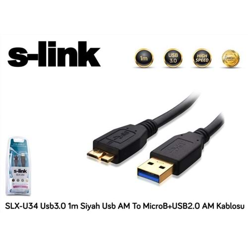 SLX-U34 Slink Usb 3.0 1M Harici Disk 2li Data+Şarj Mikro Usb Kablosu